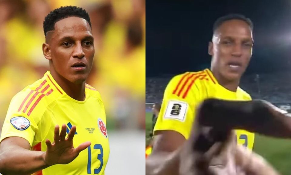 A lo 'Dibu': Yerry Mina perdió la cabeza y agredió un camarógrafo al terminar el partido en Uruguay